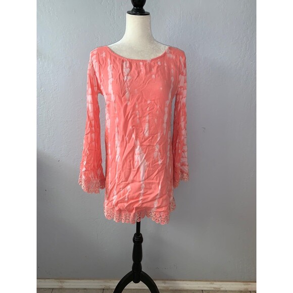 Tiare Hawaii Dresses & Skirts - Tiare Hawaii Low back mini dress longsleeve tie dye coral pink